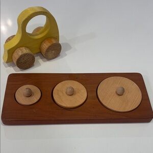 Wooden Sorting Toy Set with Yellow Car